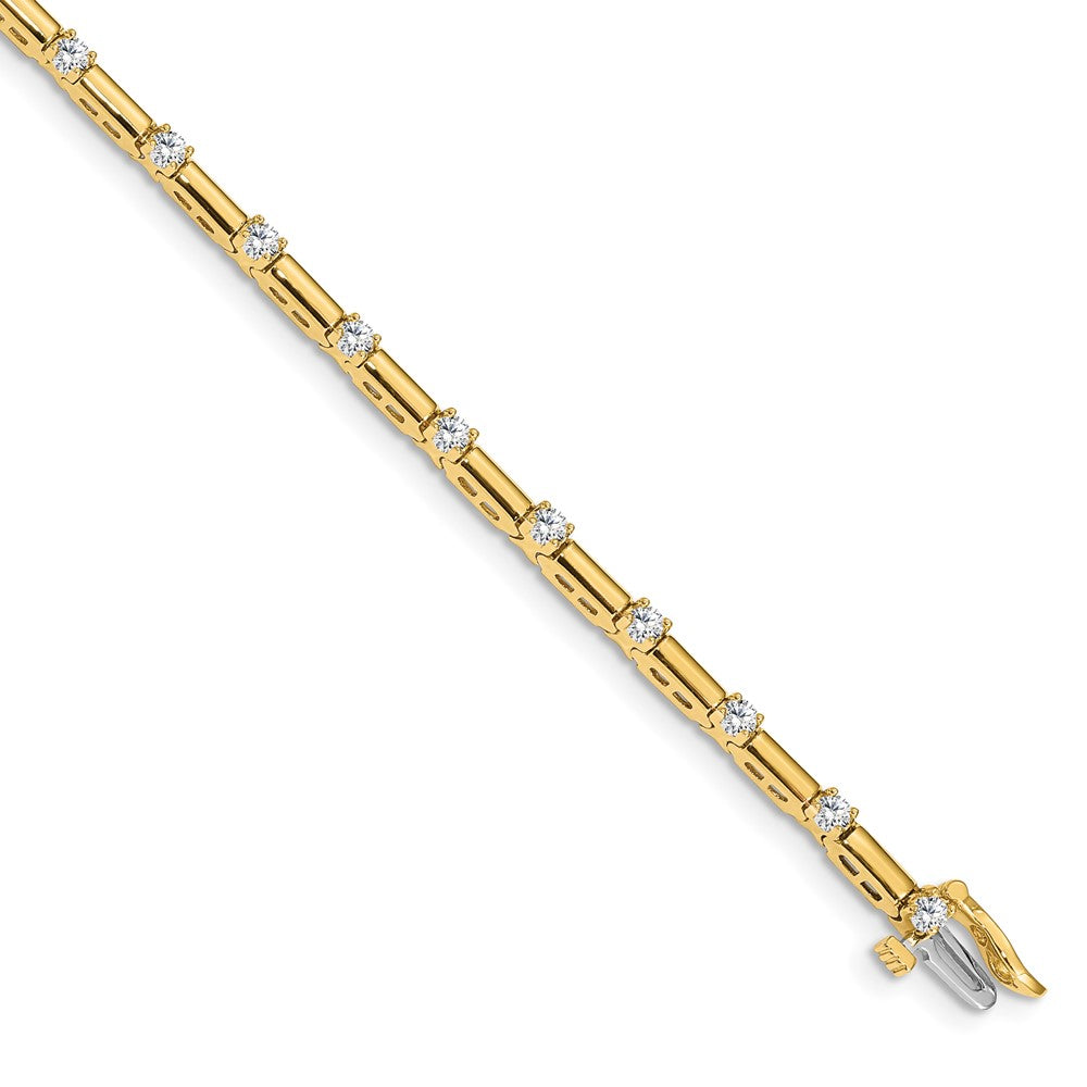 14K Yellow Gold Complete 1 Carat Round A Diamond Bar Link 7 Inch Tennis Bracelet
