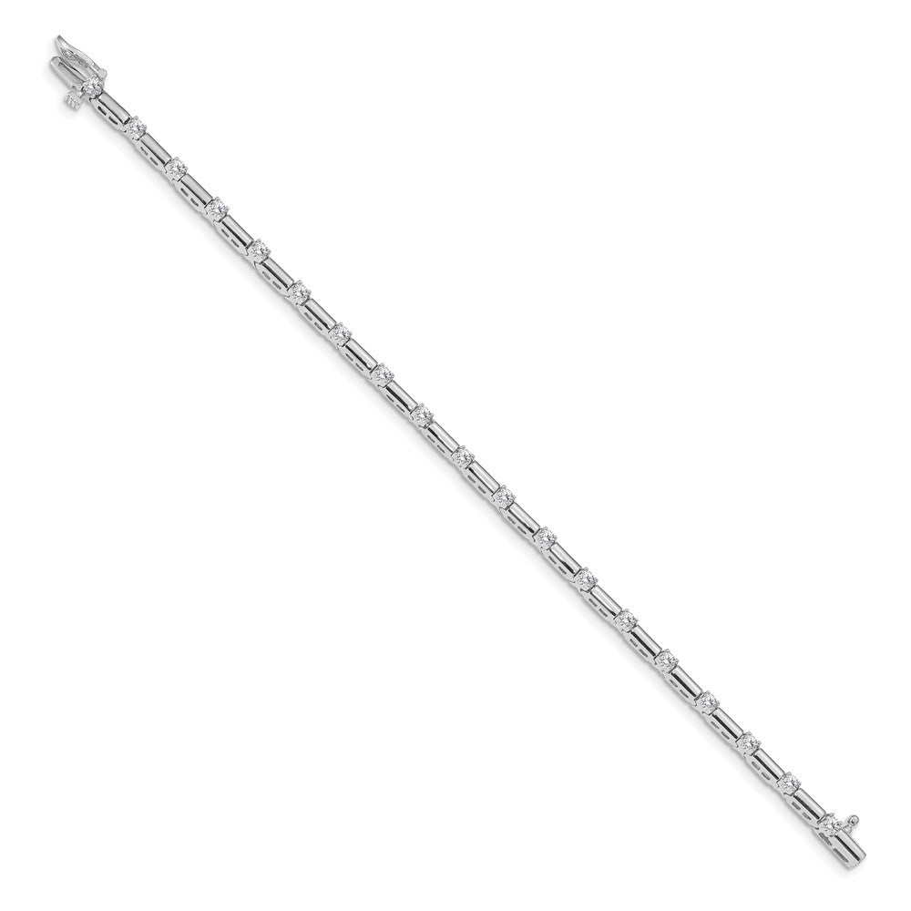 14K White Gold Complete 1 Carat Round Aa Diamond Bar Link 7 Inch Tennis Bracelet