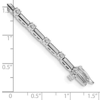 14K White Gold Complete 1 Carat Round A Diamond Bar Link 7 Inch Tennis Bracelet