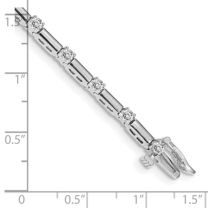 14K White Gold Complete 1 Carat Round Aa Diamond Bar Link 7 Inch Tennis Bracelet