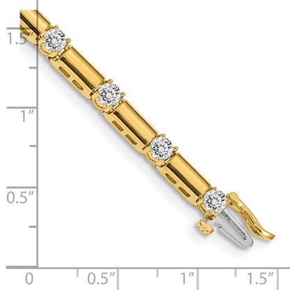 14K Yellow Gold Complete 2.1 Carat Round Aa Diamond Bar Link 7 Inch Tennis Bracelet