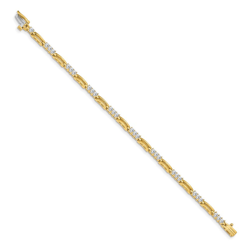 14K Yellow Gold Complete 1.5 Carat Round Vs Diamond Paperclip Link 7 Inch Tennis Bracelet