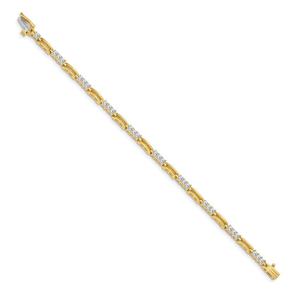 14K Yellow Gold Complete 1.5 Carat Round Aaa Diamond Paperclip Link 7 Inch Tennis Bracelet