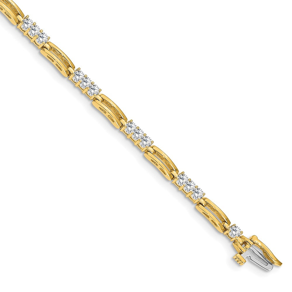 14K Yellow Gold Complete 1.5 Carat Round Aaa Diamond Paperclip Link 7 Inch Tennis Bracelet