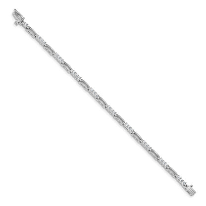14K White Gold Complete 1.5 Carat Round Aaa Diamond Paperclip Link 7 Inch Tennis Bracelet