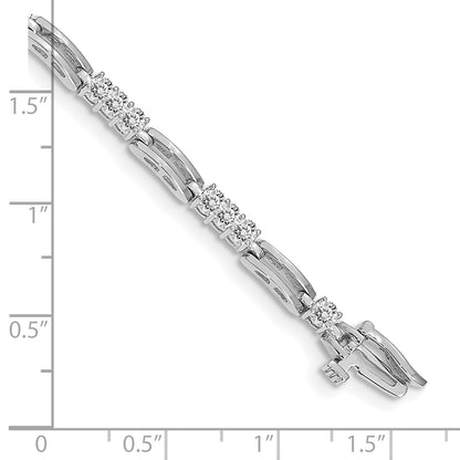 14K White Gold Complete 1.5 Carat Round Aaa Diamond Paperclip Link 7 Inch Tennis Bracelet