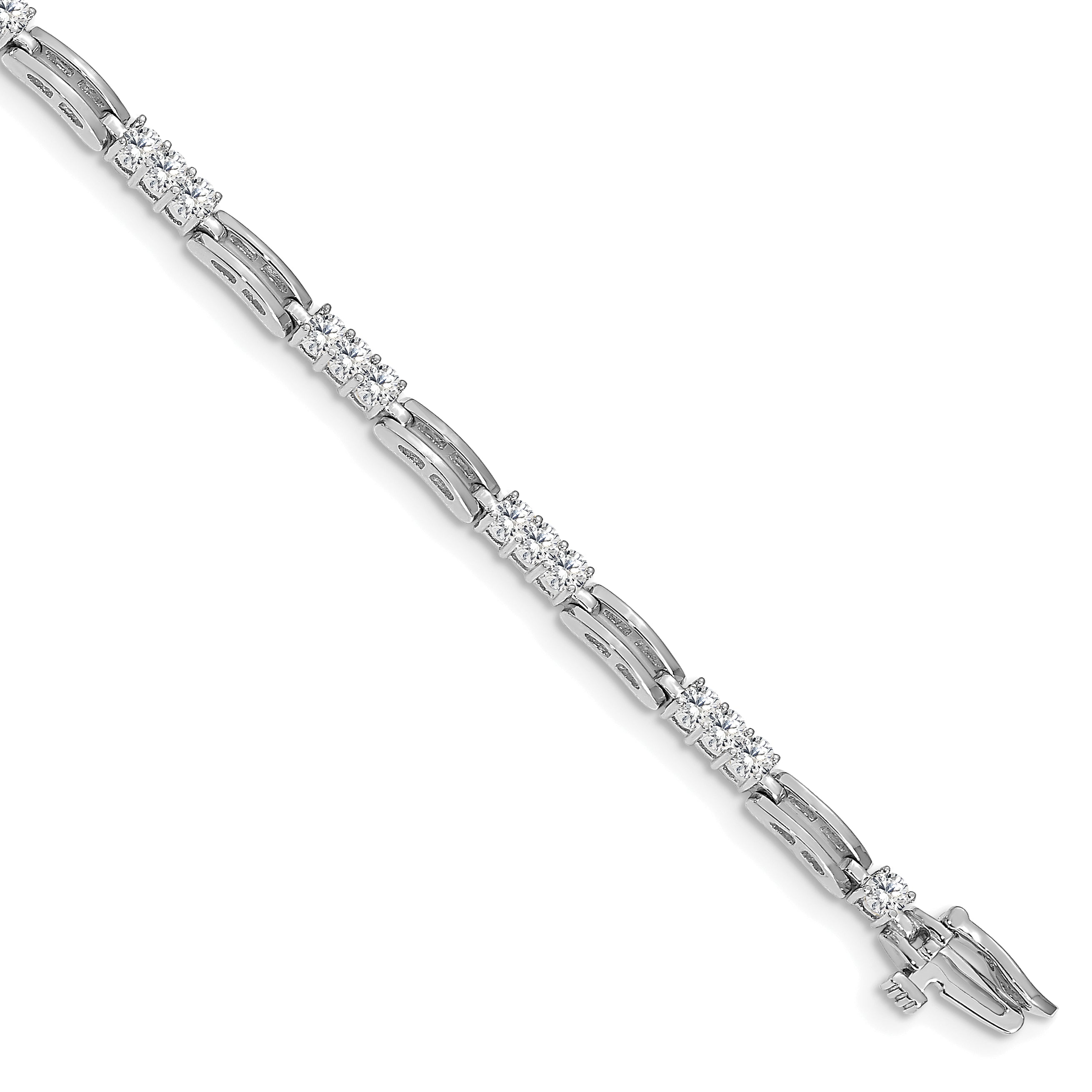 14K White Gold Complete 1.5 Carat Round A Diamond Paperclip Link 7 Inch Tennis Bracelet