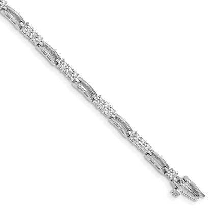 14K White Gold Complete 1.5 Carat Round A Diamond Paperclip Link 7 Inch Tennis Bracelet