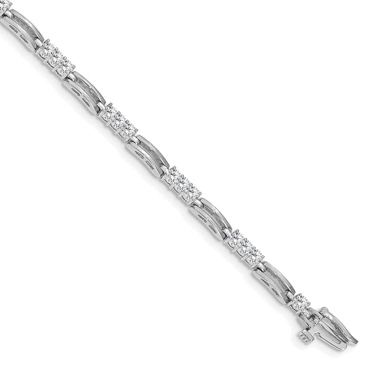14K White Gold Complete 1.5 Carat Round A Diamond Paperclip Link 7 Inch Tennis Bracelet