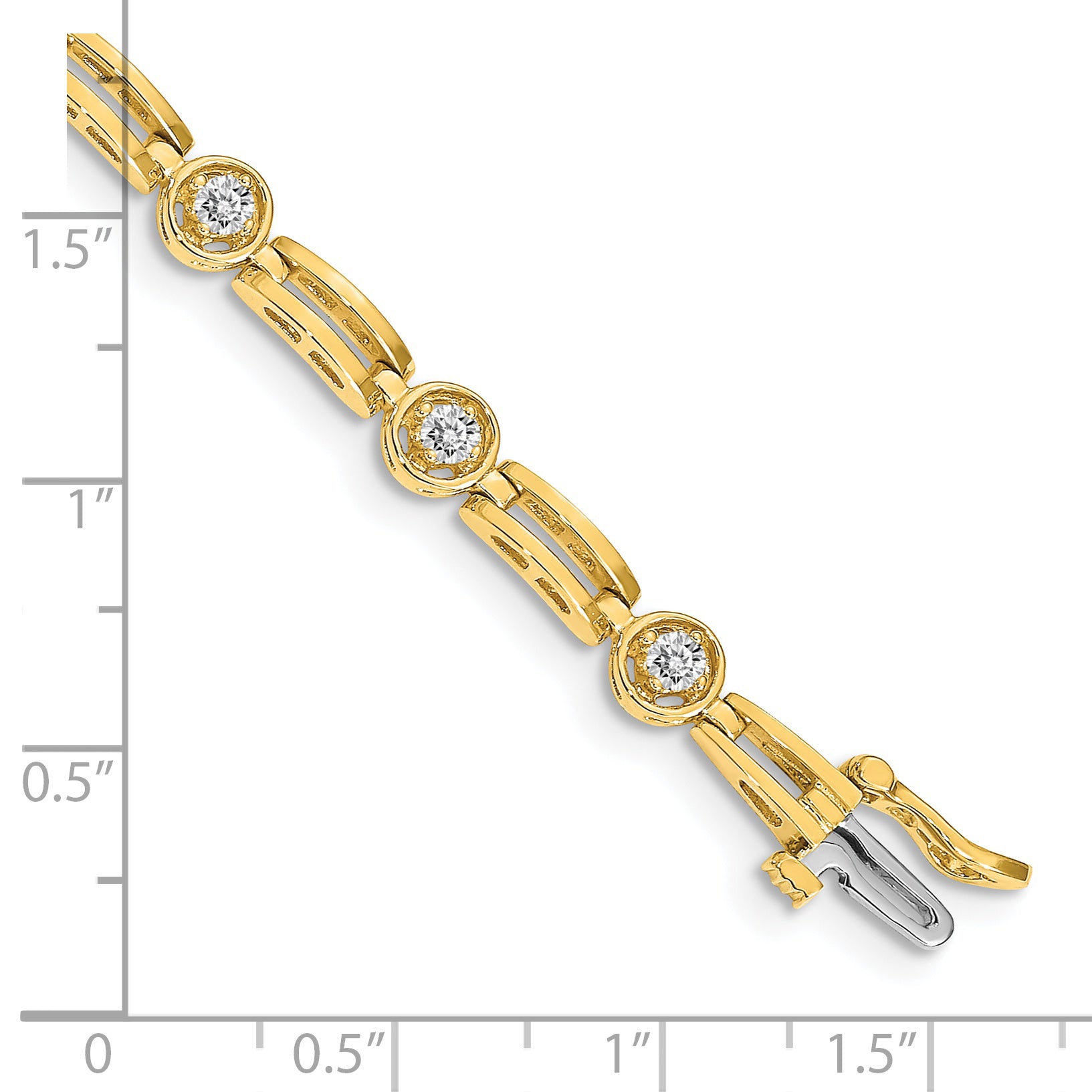 14K Yellow Gold Complete 3/4 Carat Round Vs Diamond 4 Prong Bar Link 7 Inch Tennis Bracelet