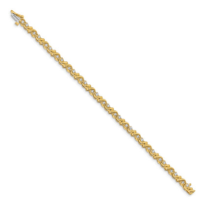 14K Yellow Gold Complete 1.17 Carat Round Aaa Diamond Fancy Swirl 7 Inch Tennis Bracelet