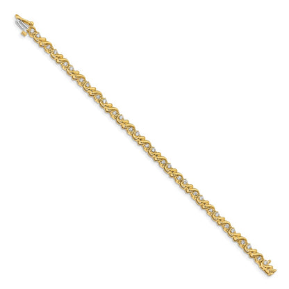 14K Yellow Gold Complete 1.17 Carat Round Aaa Diamond Fancy Swirl 7 Inch Tennis Bracelet