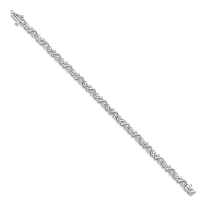 14K White Gold Complete 1.17 Carat Round Aaa Diamond Fancy Swirl 7 Inch Tennis Bracelet