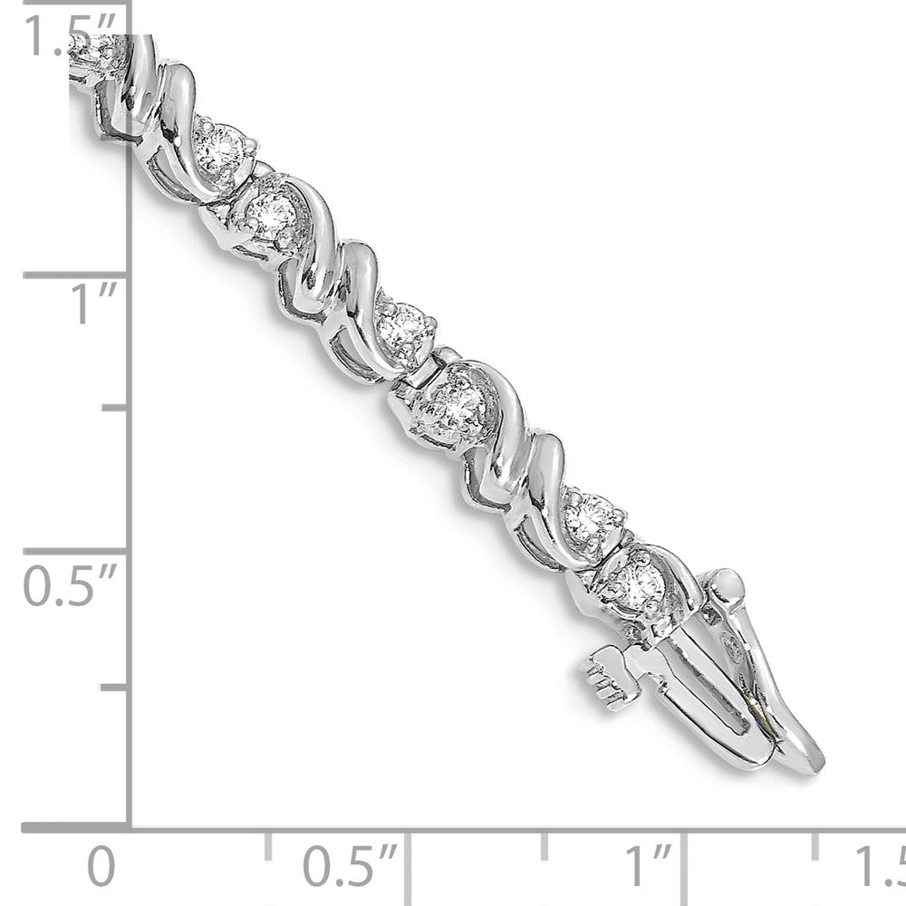 14K White Gold Complete 1.17 Carat Round A Diamond Fancy Swirl 7 Inch Tennis Bracelet