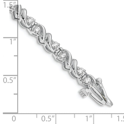 14K White Gold Complete 1.17 Carat Round A Diamond Fancy Swirl 7 Inch Tennis Bracelet