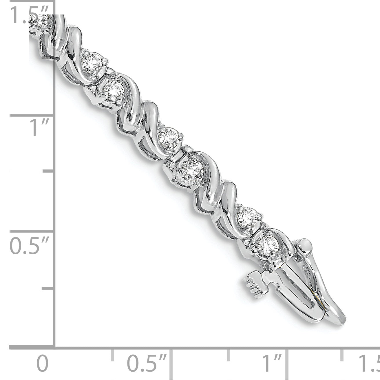 14K White Gold Complete 1.17 Carat Round Aaa Diamond Fancy Swirl 7 Inch Tennis Bracelet