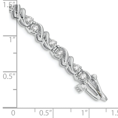 14K White Gold Complete 1.17 Carat Round A Diamond Fancy Swirl 7 Inch Tennis Bracelet