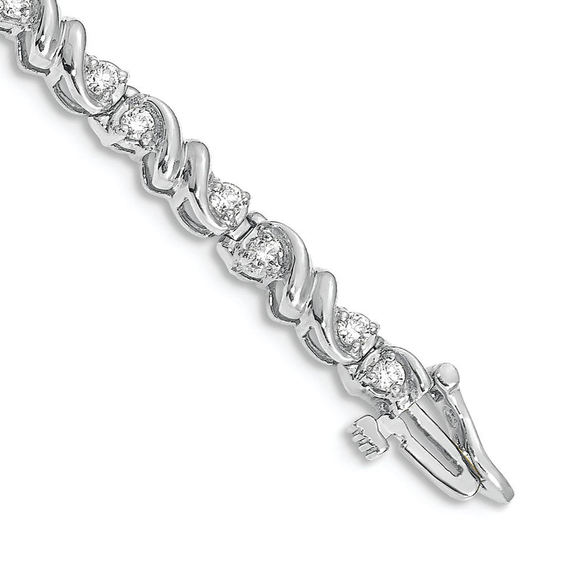 14K White Gold Complete 1.17 Carat Round Aaa Diamond Fancy Swirl 7 Inch Tennis Bracelet
