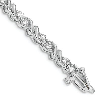 14K White Gold Complete 1.17 Carat Round A Diamond Fancy Swirl 7 Inch Tennis Bracelet