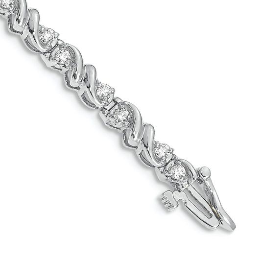 14K White Gold Complete 1.17 Carat Round Aaa Diamond Fancy Swirl 7 Inch Tennis Bracelet