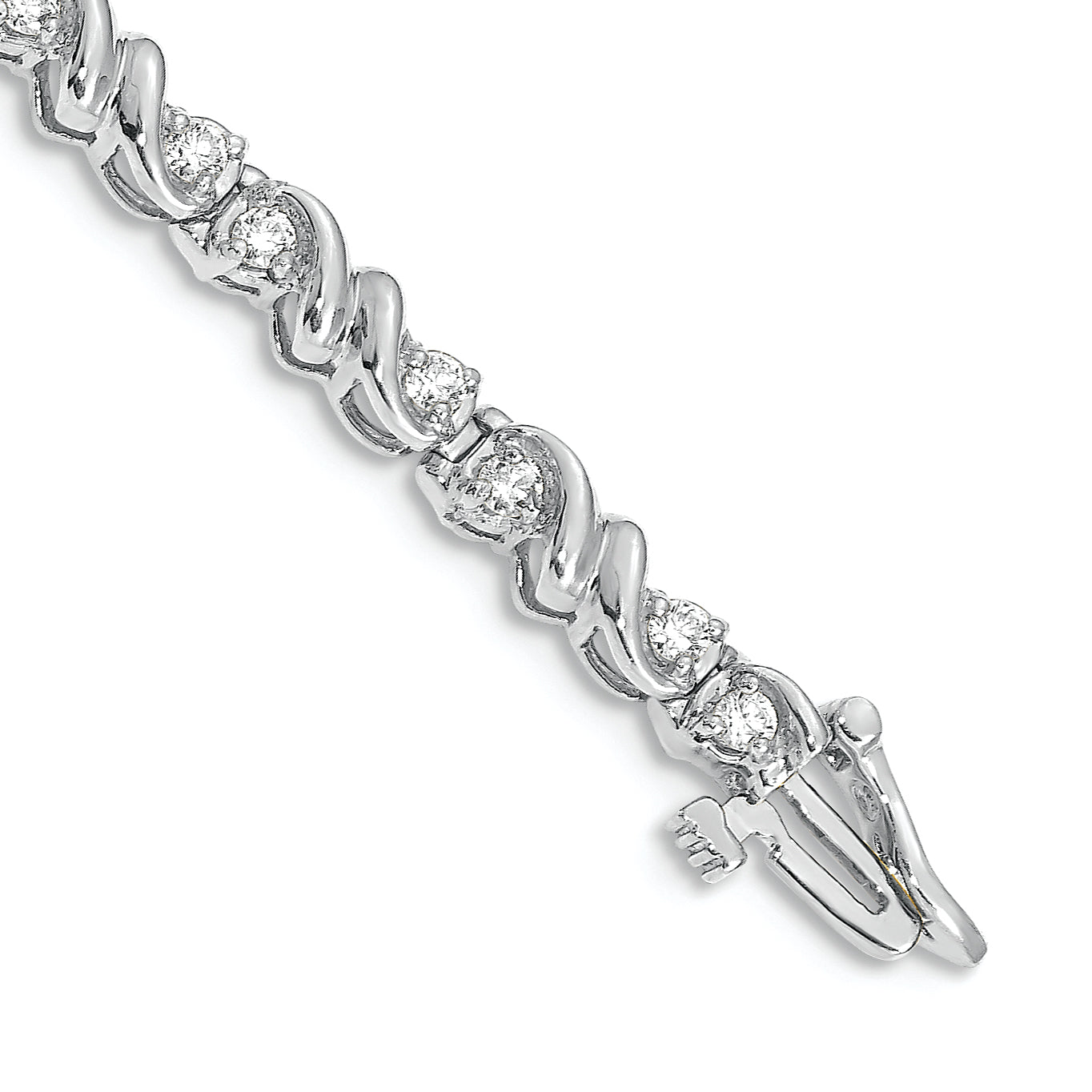 14K White Gold Complete 1.17 Carat Round Vs Diamond Fancy Swirl 7 Inch Tennis Bracelet