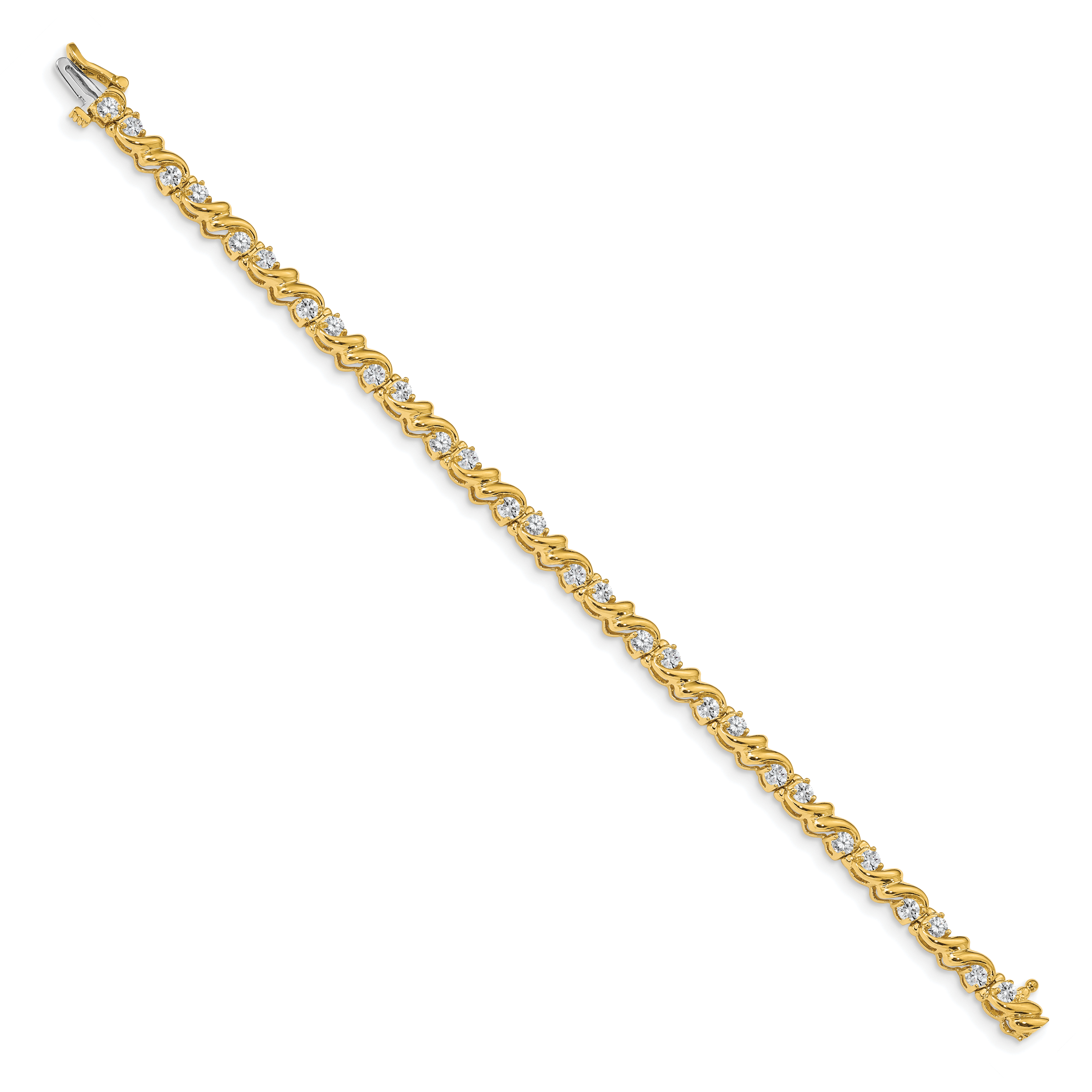 14K Yellow Gold Complete 1.45 Carat Round Aaa Diamond Fancy Swirl 7 Inch Tennis Bracelet