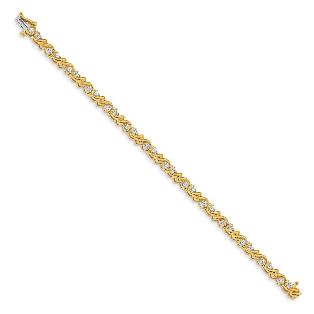 14K Yellow Gold Complete 1.45 Carat Round Vs Diamond Fancy Swirl 7 Inch Tennis Bracelet