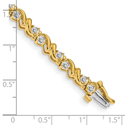 14K Yellow Gold Complete 1.45 Carat Round Vs Diamond Fancy Swirl 7 Inch Tennis Bracelet