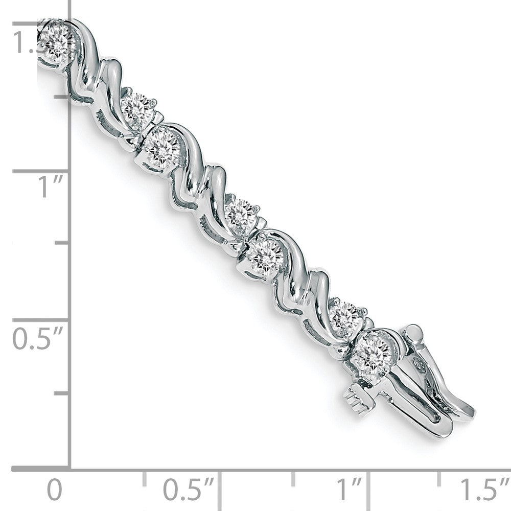 14K White Gold Complete 1.45 Carat Round A Diamond Fancy Swirl 7 Inch Tennis Bracelet