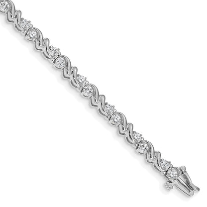 14K White Gold Complete 1.45 Carat Round Aa Diamond Fancy Swirl 7 Inch Tennis Bracelet