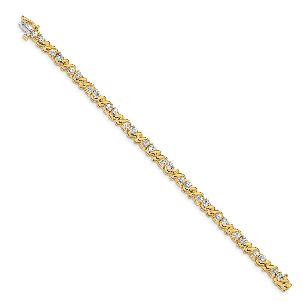 14K Yellow Gold Complete 2.88 Carat Round Aa Diamond Fancy Swirl 7 Inch Tennis Bracelet