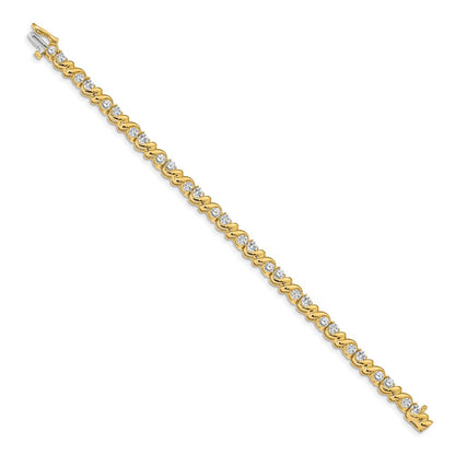14K Yellow Gold Complete 2.88 Carat Round Aa Diamond Fancy Swirl 7 Inch Tennis Bracelet