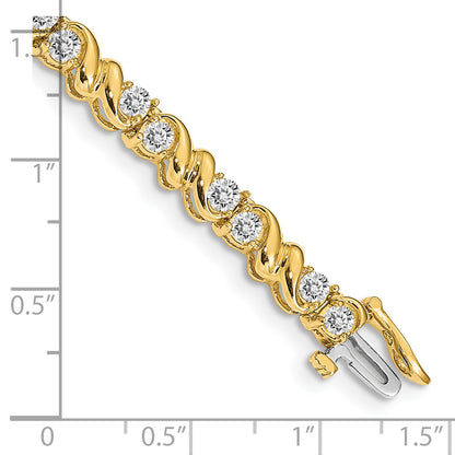14K Yellow Gold Complete 2.88 Carat Round A Diamond Fancy Swirl 7 Inch Tennis Bracelet
