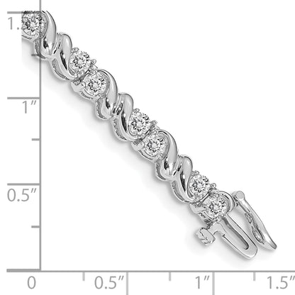 14K White Gold Complete 2.88 Carat Round Aa Diamond Fancy Swirl 7 Inch Tennis Bracelet
