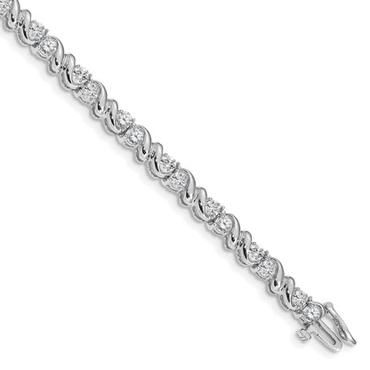 14K White Gold Complete 2.88 Carat Round Aa Diamond Fancy Swirl 7 Inch Tennis Bracelet