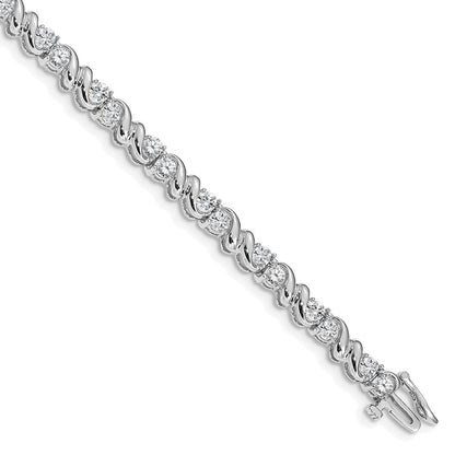 14K White Gold Complete 2.88 Carat Round A Diamond Fancy Swirl 7 Inch Tennis Bracelet