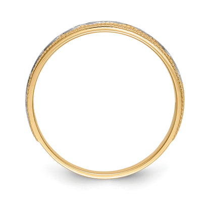 14K Yellow Gold And Rhodium Aa Quality 1/20 Carat Diamond Trio Mens Complete Wedding Band