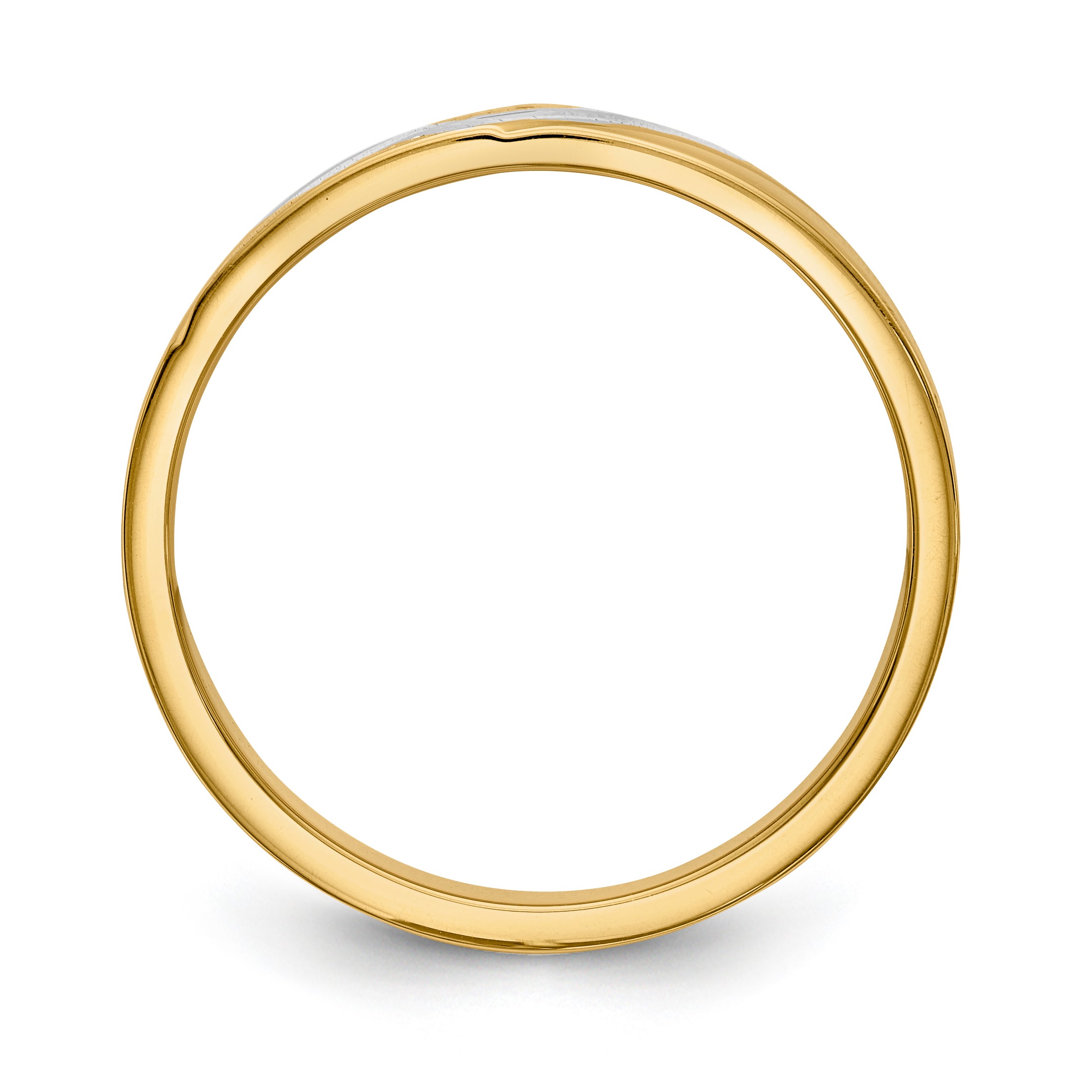 14K Yellow & Rhodium And Aa Quality 1/20 Carat Diamond Trio Mens Complete Wedding Band