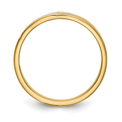 14K Yellow & Rhodium And Aa Quality 1/20 Carat Diamond Trio Mens Complete Wedding Band