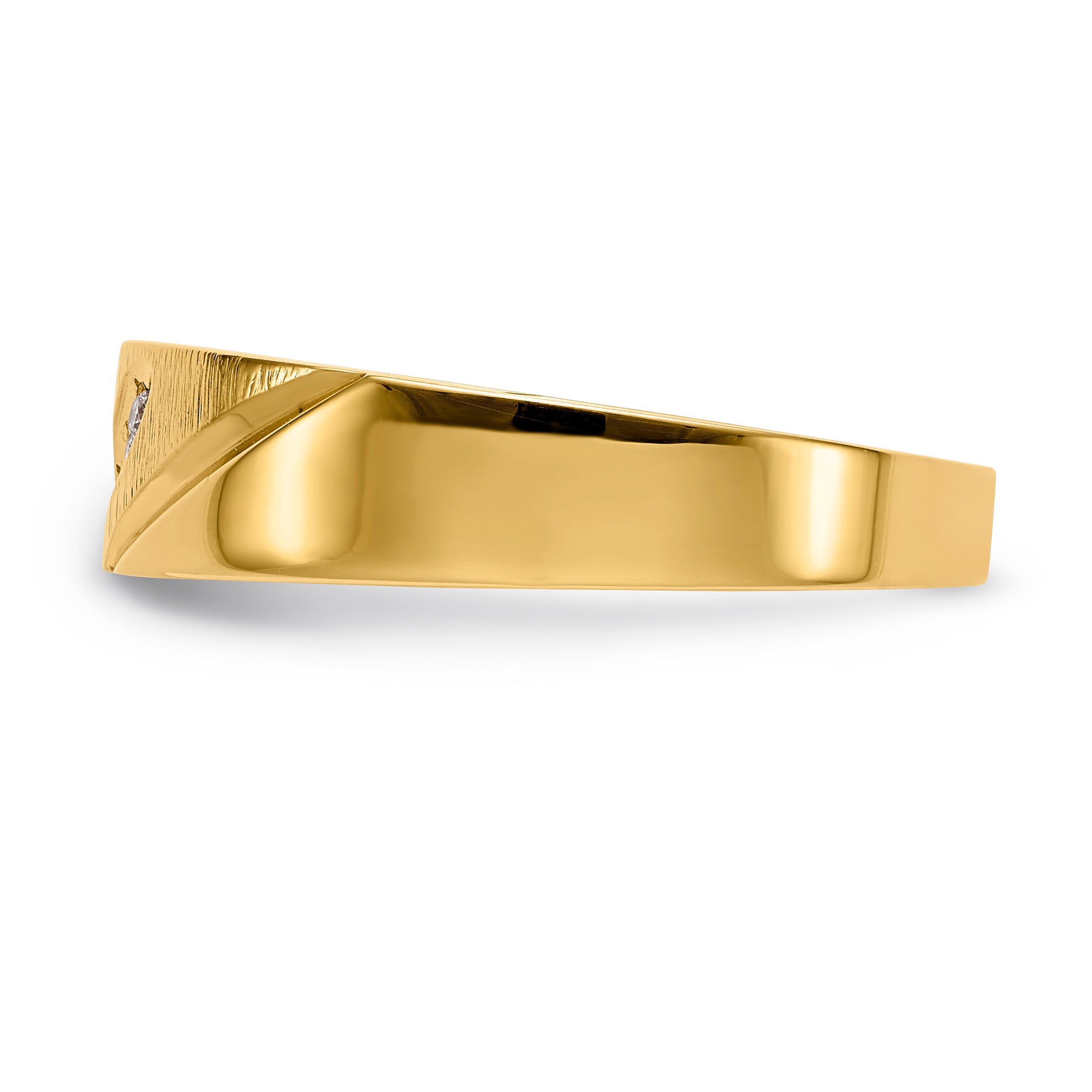 14K Yellow & Rhodium And Aa Quality 1/20 Carat Diamond Trio Mens Complete Wedding Band