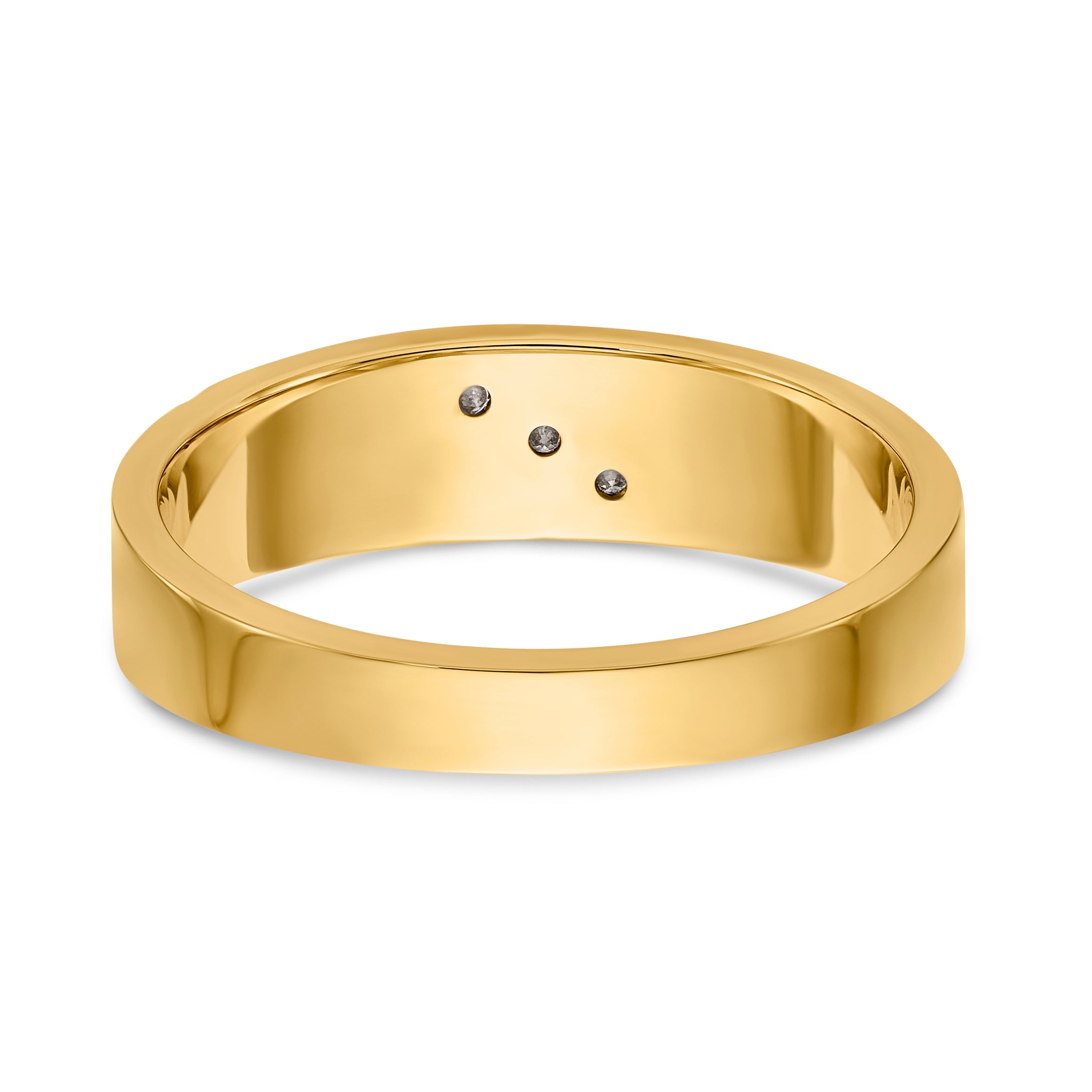 14K Yellow & Rhodium And Aa Quality 1/20 Carat Diamond Trio Mens Complete Wedding Band