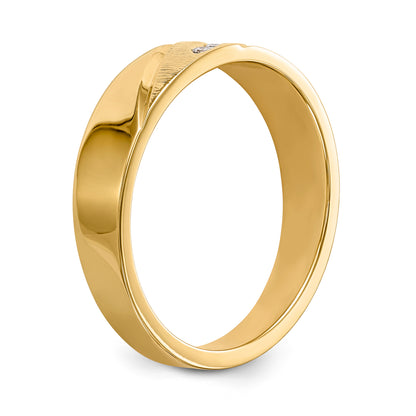 14K Yellow & Rhodium And Aa Quality 1/20 Carat Diamond Trio Mens Complete Wedding Band
