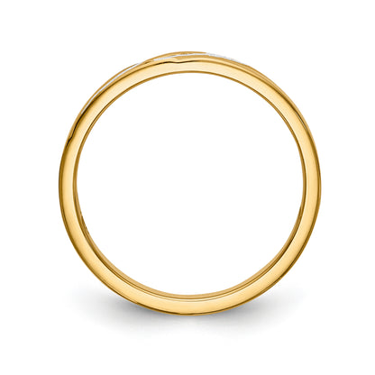 14K Yellow Gold And Rhodium Aa Quality .03 Carat Diamond Trio Ladies Complete Wedding Band
