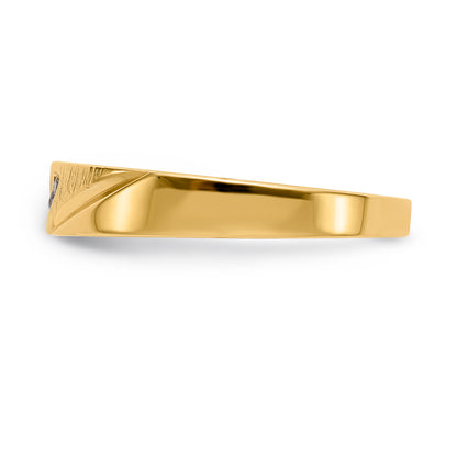 14K Yellow Gold And Rhodium Aa Quality .03 Carat Diamond Trio Ladies Complete Wedding Band
