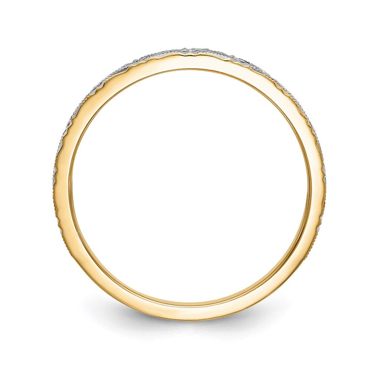 14K Yellow Gold And Rhodium Aa Quality 1/20 Carat Diamond Trio Ladies Complete Wedding Band