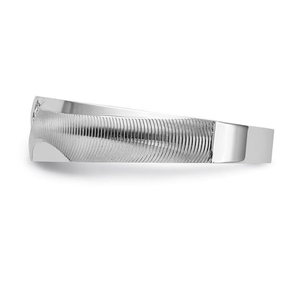 14K White Gold Aa Quality 1/20 Carat Diamond Trio Mens Complete Wedding Band