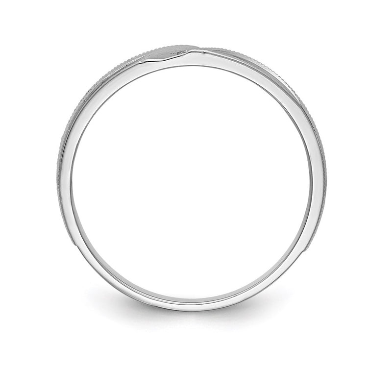 14K White Gold Aa Quality .02 Carat Diamond Trio Ladies Complete Wedding Band