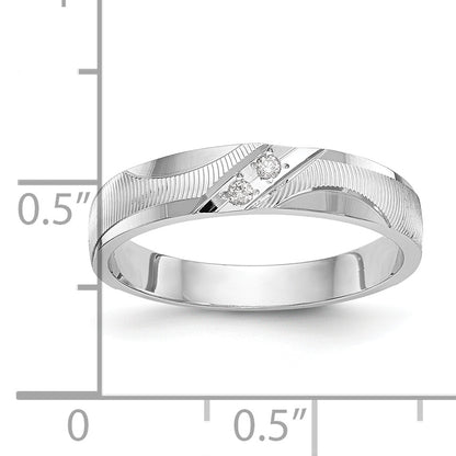 14K White Gold Aa Quality .02 Carat Diamond Trio Ladies Complete Wedding Band