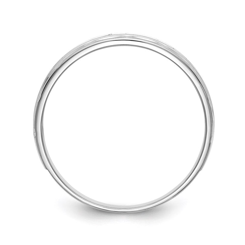14K White Gold Aa Quality 1/10 Carat Diamond Trio Mens Complete Wedding Band