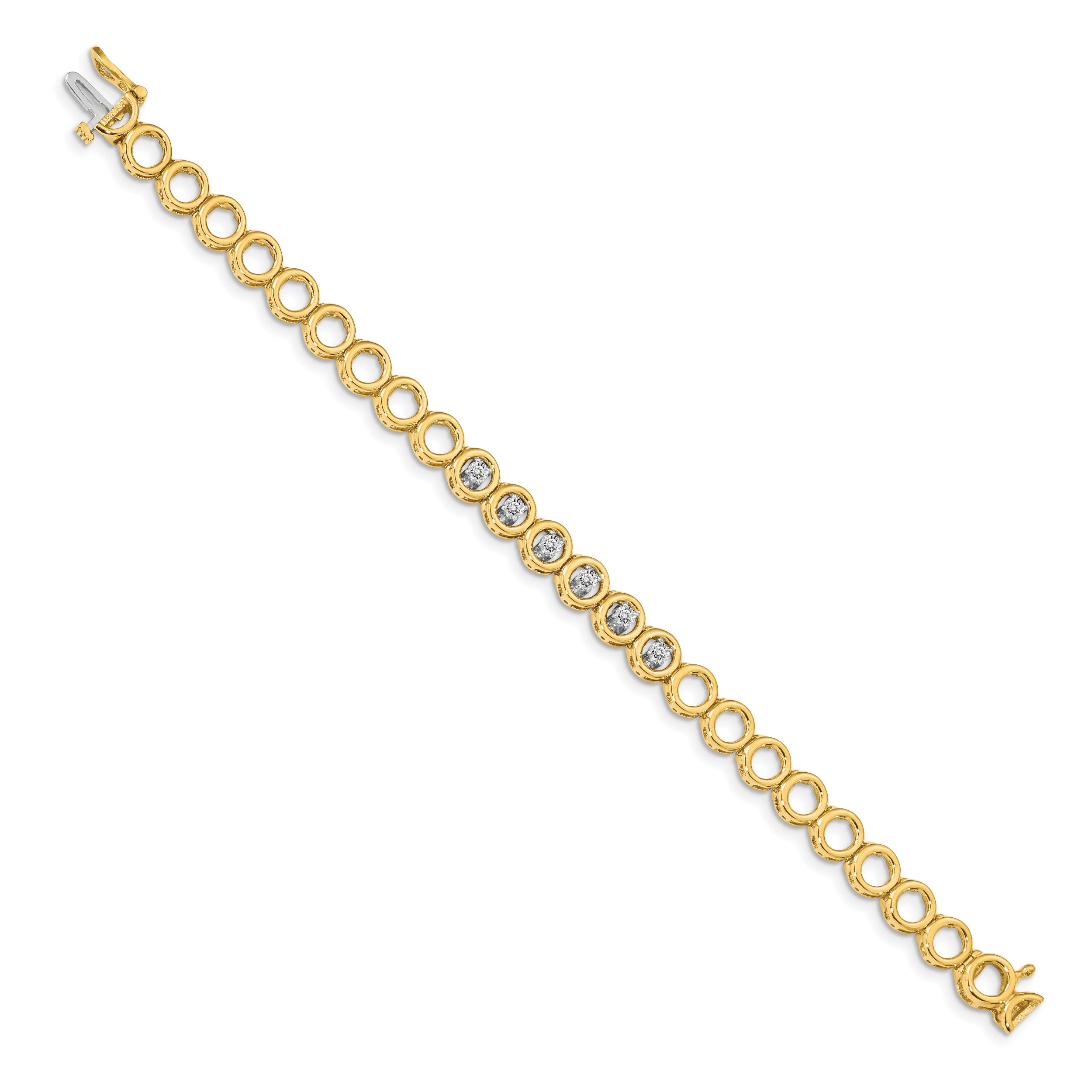 14K Yellow Gold Complete 1/2 Carat Round A Diamond Circle Add 7 Inch Tennis Bracelet